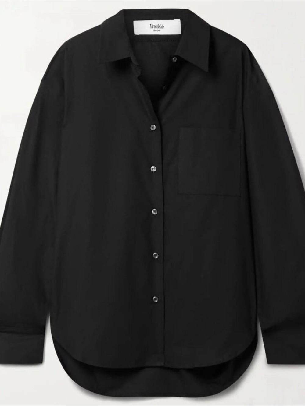 The Frankie Shop Oversized Long Sleeve Lui Button Down Lightweight Black Large - Picture 4 of 13